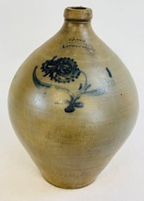 G. Lent Lansingburgh Ovoid Jug With Blue Floral