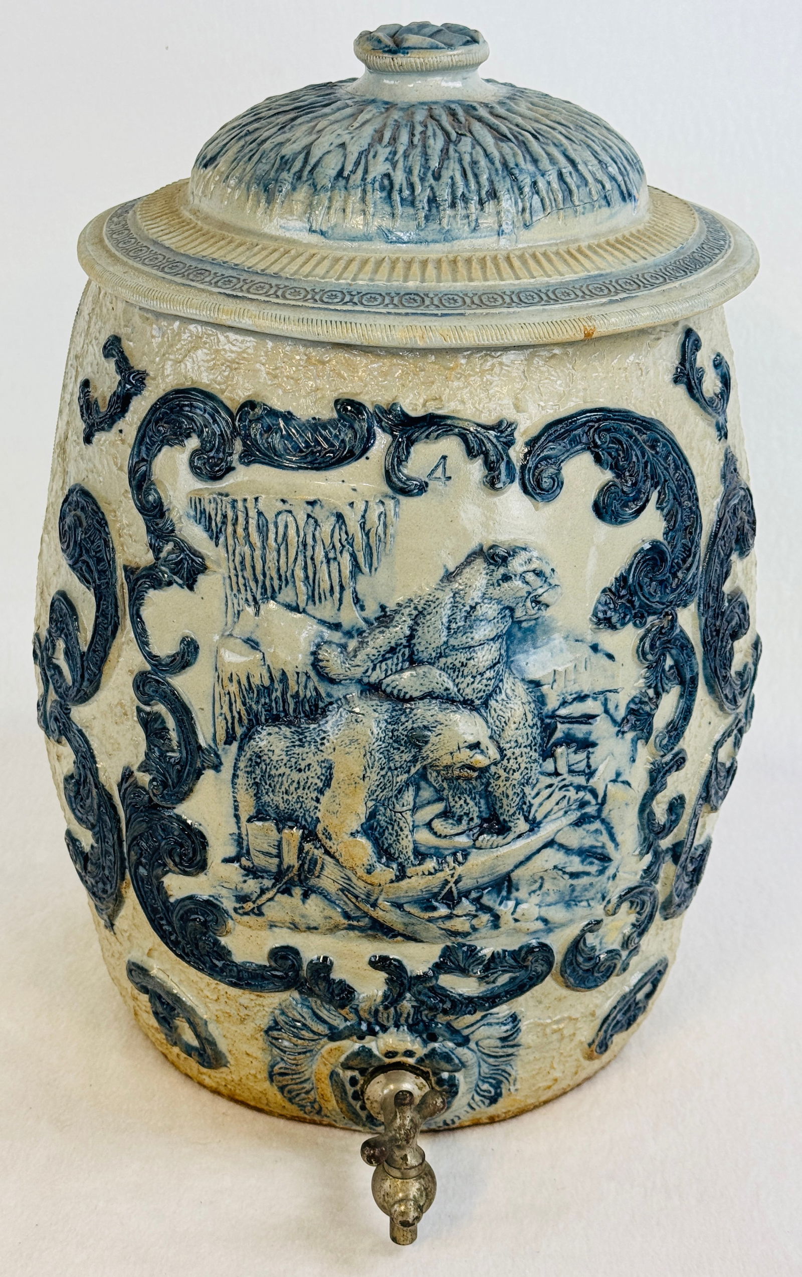 Blue & White Molded Stoneware Polar Bear Cooler (1 of 8)