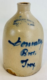 Donnelly Bros Troy Script Merchants Advertg Jug