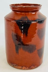 New England Manganese Decorated Redware Jar