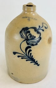 Gales-ville N.Y. Stoneware Jug With Blue Floral