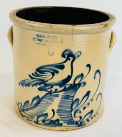 N Y Stoneware Co Crock W Elaborate  Decoration