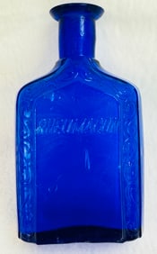 1894 Patent Ornate Cobalt Rheumagon Bottle
