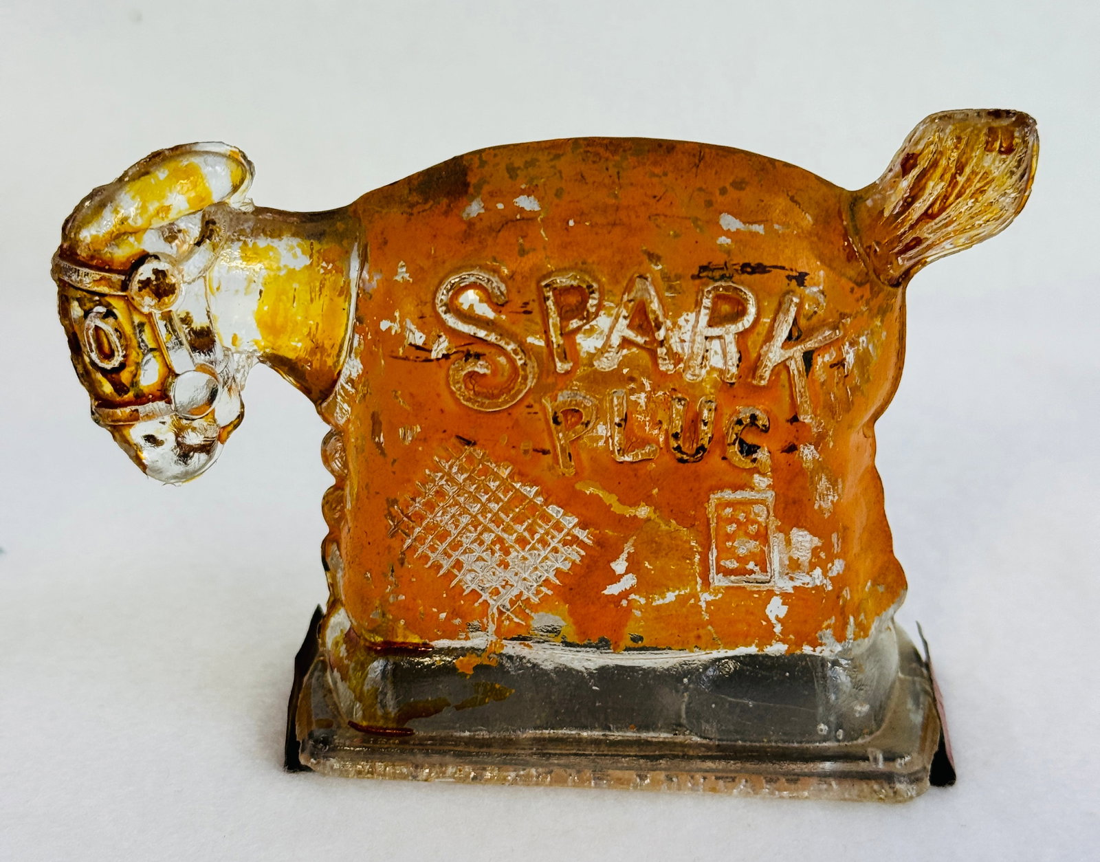 1923 Spark Plug Clear Figural Candy Container (1 of 8)
