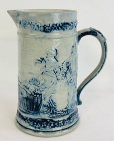 Whites Pottery Blue & White Stoneware Pitcher