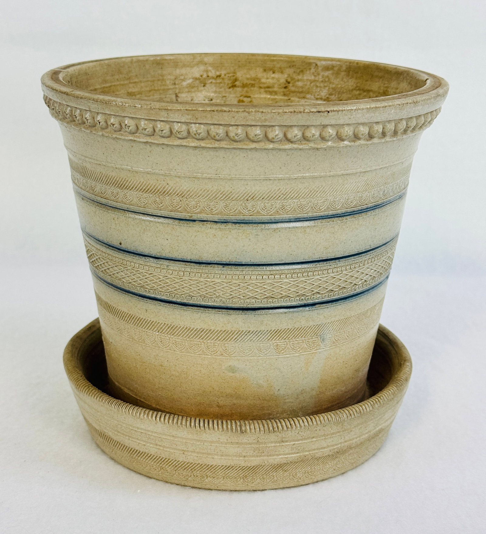 19th C Salt Glazed C Stoneware Flowerpot (1 of 6)