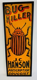 Great J. C. Hanson Druggist "BUG" Tin Sign