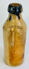 P Mansfield Stoneware Bottle With Cobalt Top