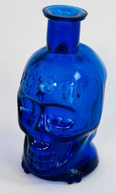 KU-10 Cobalt Figural Skull Poison 4 1/8"