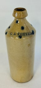 Stoneware Bottle G A Potter With Cobalt Spots