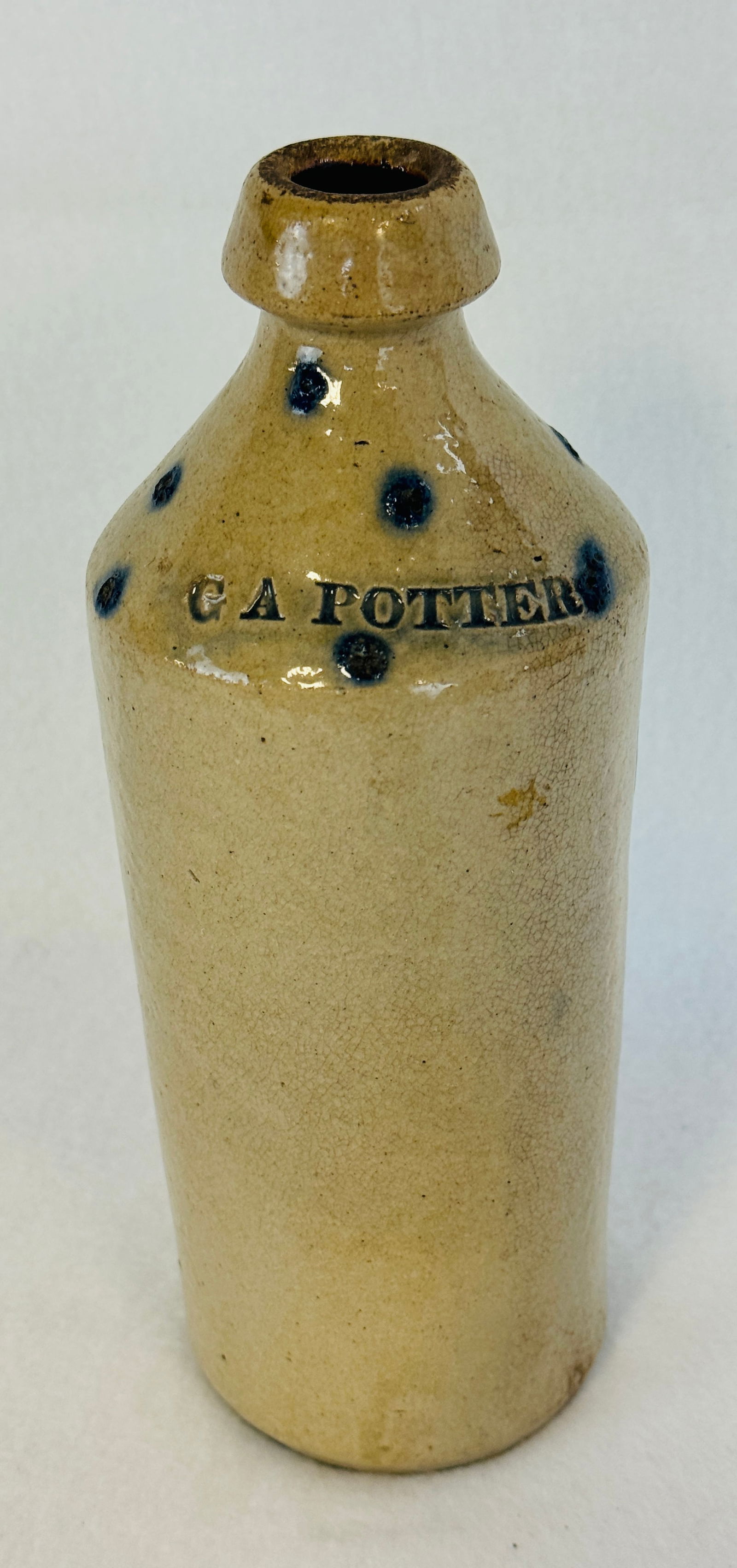 Stoneware Bottle G A Potter With Cobalt Spots (1 of 6)