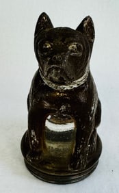 Bulldog Glass Candy Container W Original Paint