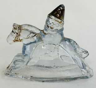 Clown On Horse Glass Candy Container