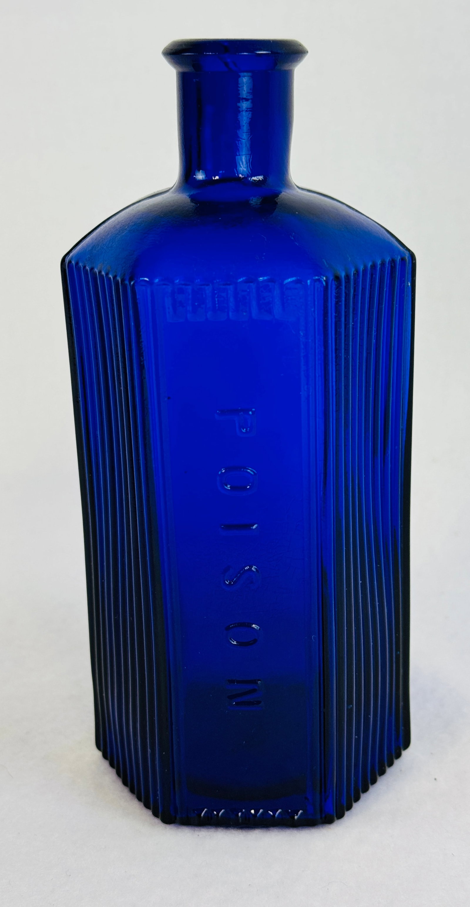 Rare Cobalt Poison Bottle 6 7/8" (1 of 8)