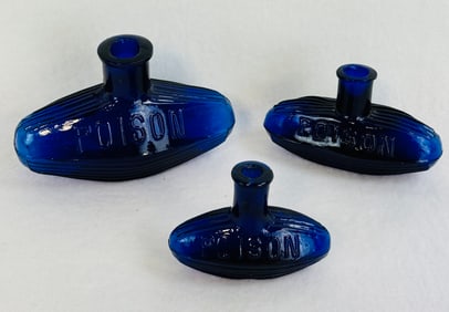 Rare Lot 3 Sizes KU-6 Cobalt Submarine Poisons