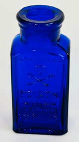 KR-3 2 1/4" Cobalt Poison Bottle W Skull Etc