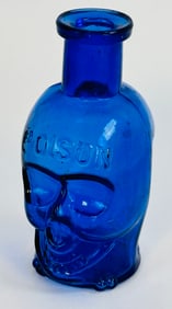 KU-10 Cobalt Figural Skull Poison 3 1/2"