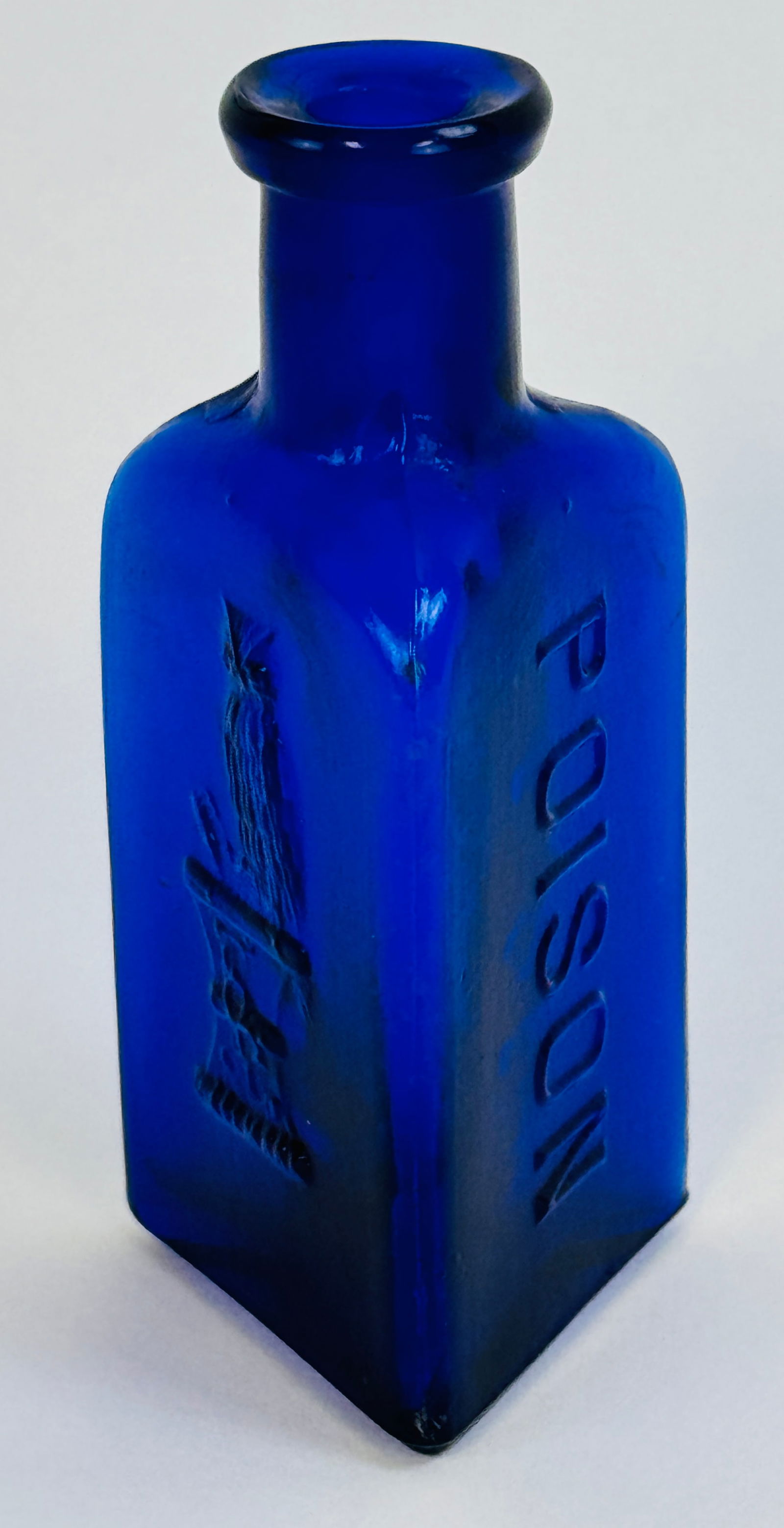 KT-1 3 1/2" Owl Drug Co Cobalt Poison Bottle (1 of 8)