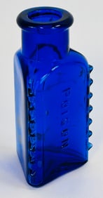 KT-10 Cobalt Triangular Poison Bottle 3 3/4"