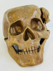 Unusual Antique Stoneware Figural Skull