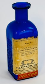 KS-15 J F Hartz Cobalt Poison Bottle w Label 5"