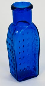 KU-18 Cobalt Norwich Coffin Poison Bottle 3 1/2"
