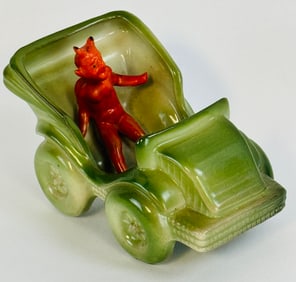 Circa 1910 German Porcelain Devil In Open Touring Car