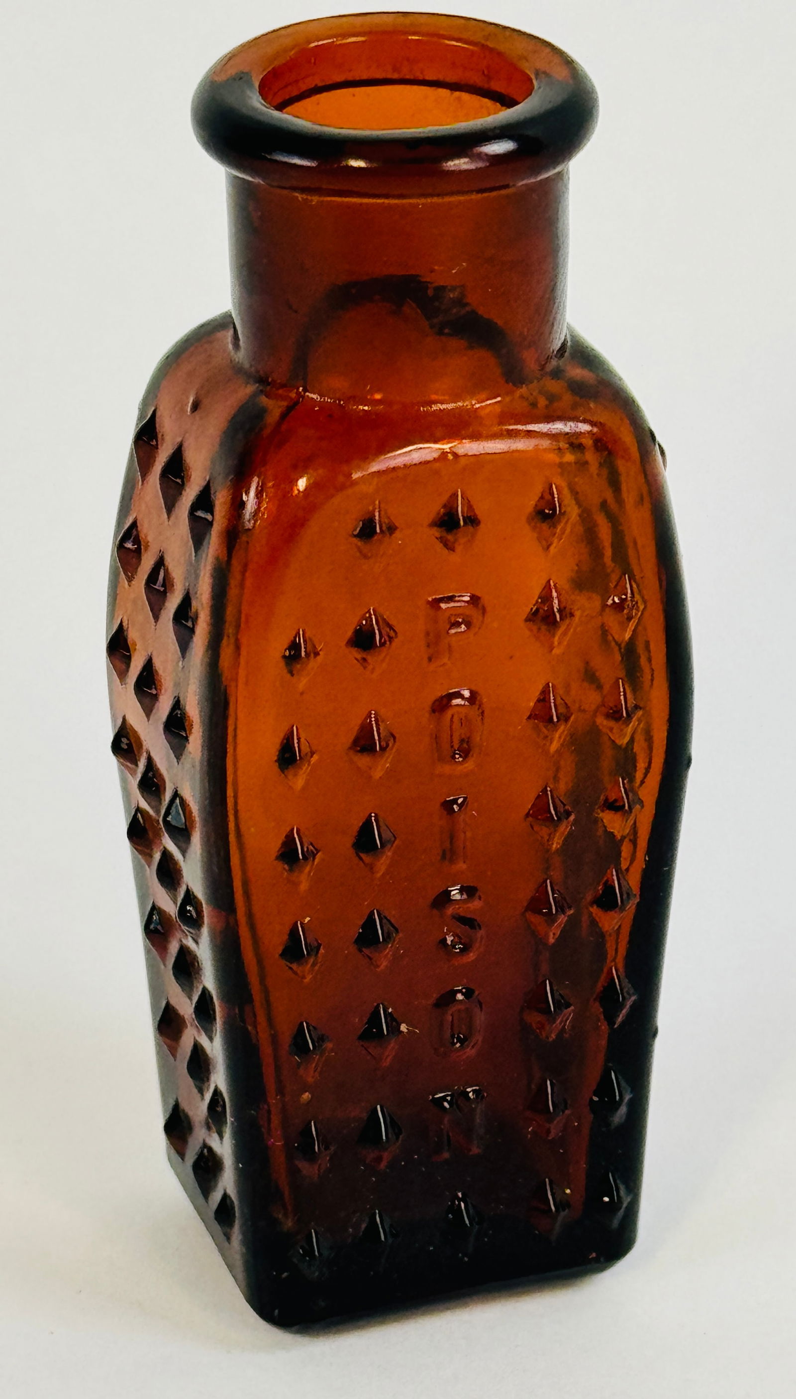KU-18 Amber Norwich Coffin Poison Bottle 3 3/8" (1 of 7)