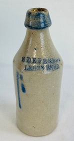 9 1/2" E DeFreest Lemon Beer Stoneware Bottle