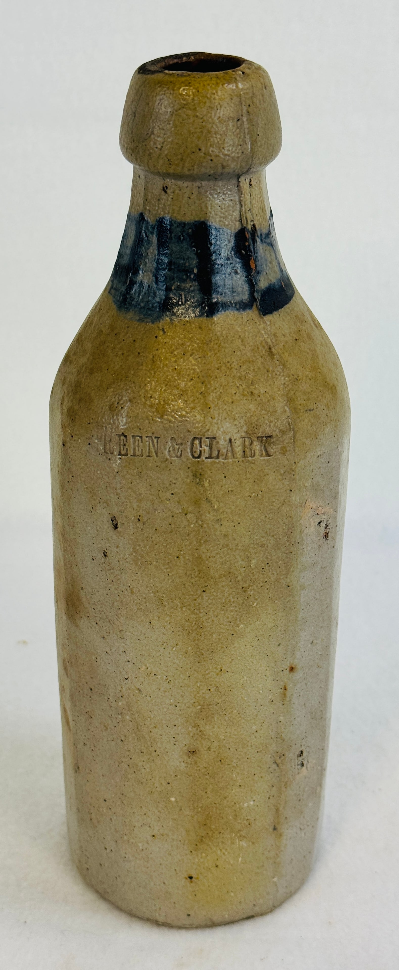 10" Reen & Clark 12 Sided Molded Stoneware Bottle (1 of 7)