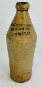 10 3/4" Smith & Snow's Pat White Root Beer Manf By L.R.&S Stoneware Bottle