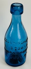 6 3/4" Blue C Cleminshaw Troy NY iron Pontil Soda