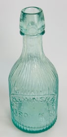 6 1/2" Aqua Ribbed C Cleminshaw Troy NY Soda