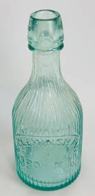 6 1/2" Aqua Ribbed C Cleminshaw Troy NY Soda (1 of 7)