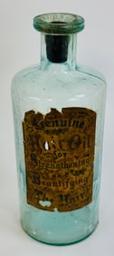Early Aqua Hair Bottle w Label