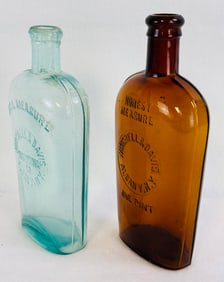 Lot 2 Winchell & Davis Albany Strap Sided Flasks