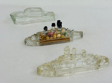 Lot 3 Ship/Boat Candy Containers