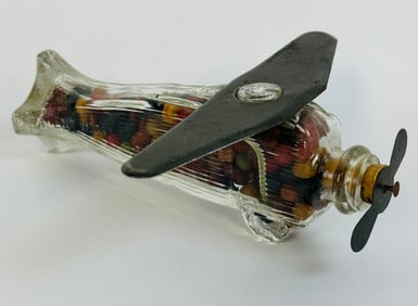 Airplane Figural Candy Container w Contents