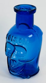 KU-10 Cobalt Figural Skull Poison 2 3/4"