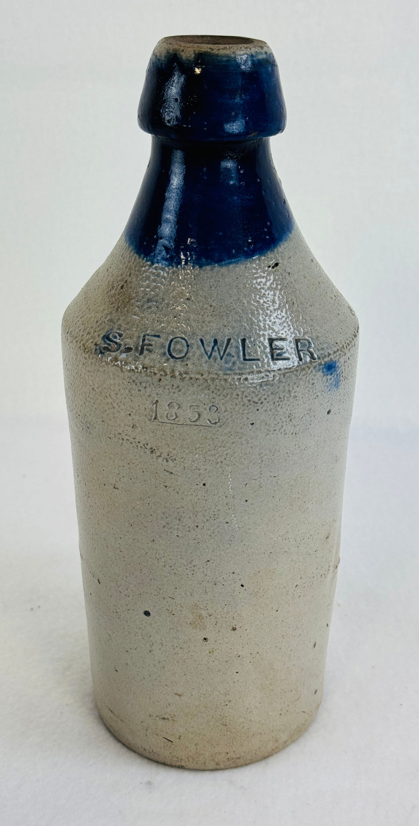 10 1/4" S Fowler 1853 Stoneware Bottle (1 of 7)