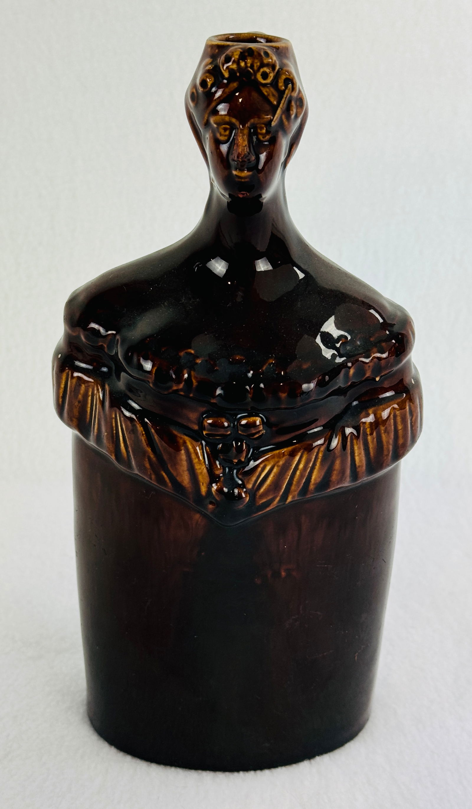 Rockingham Glazed Figural Woman Bottle (1 of 6)