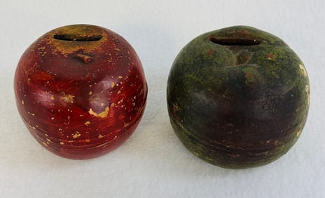 Lot 2 Pottery Apple Figural Still Banks