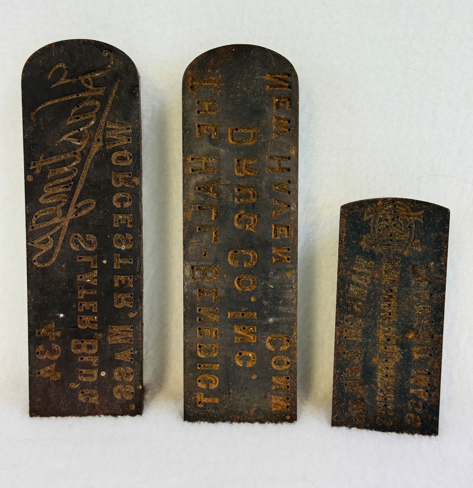 Rare Lot Of Three Druggist Slug Plates For Bottle Mold (1 of 6)