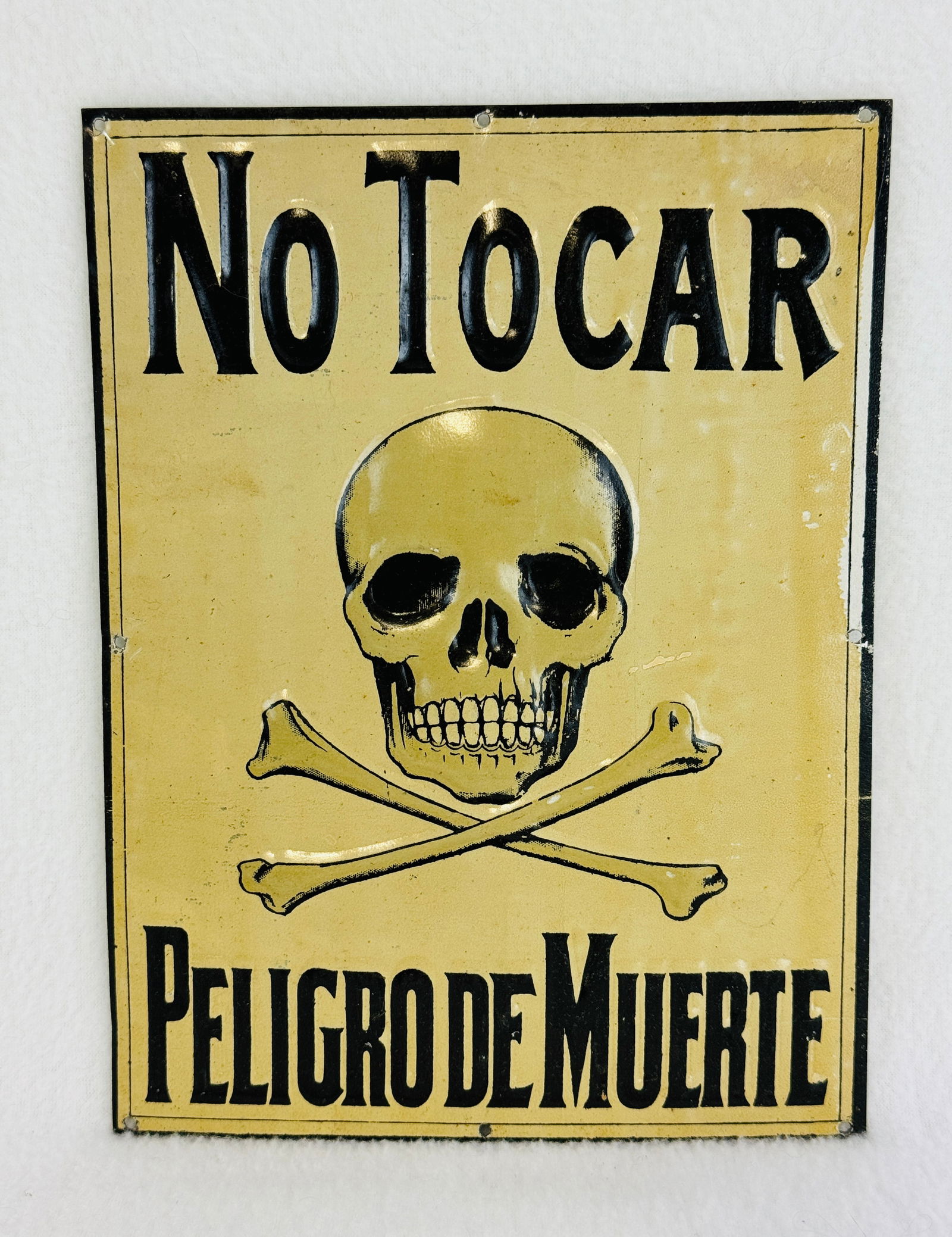 Tin Lithographed Sign With Skull & Crossbones (1 of 3)