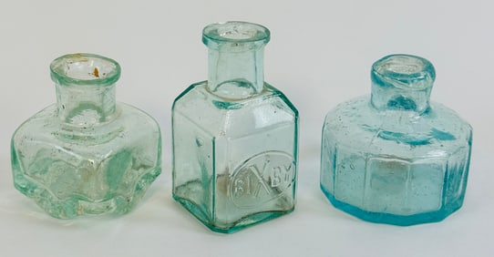 Lot Of Three Small Ink Bottles