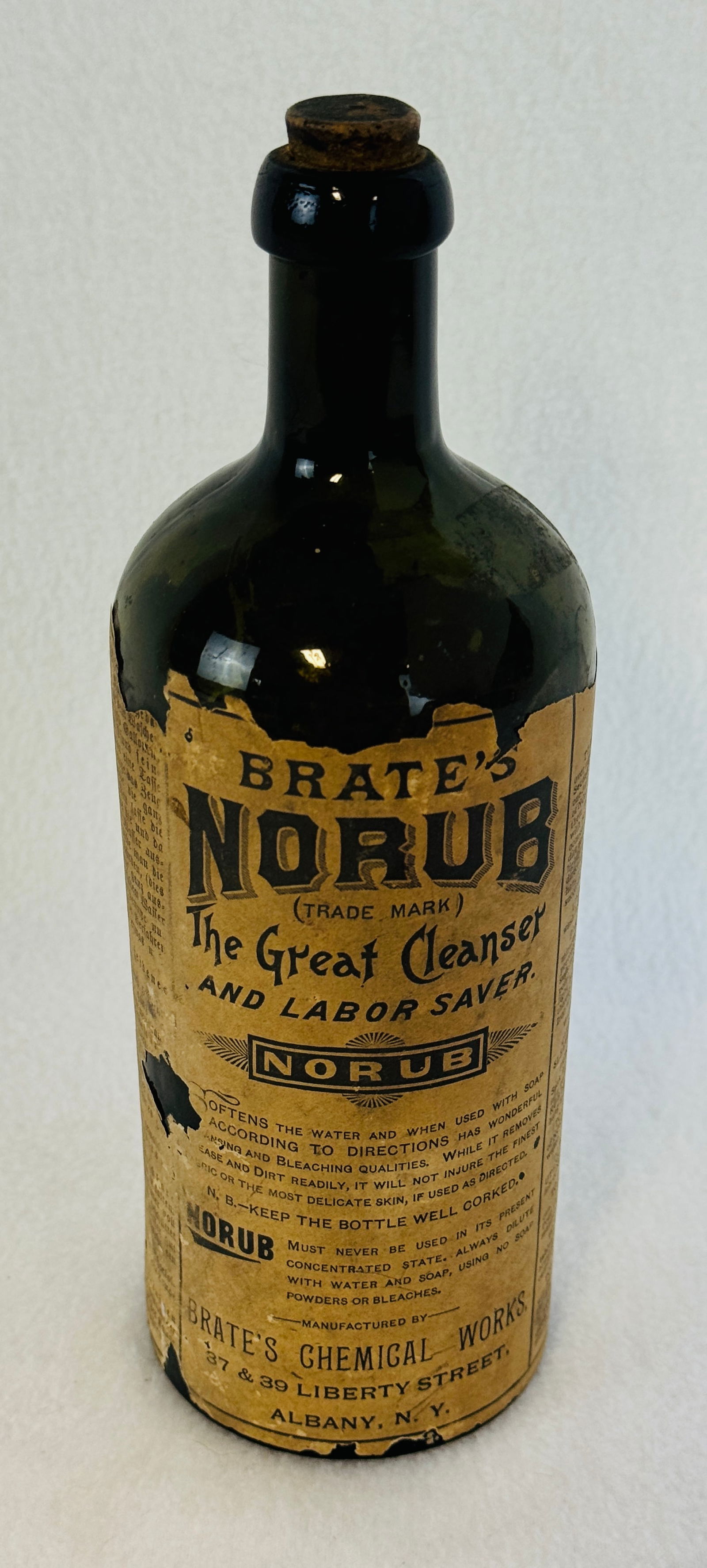 9" Brate's NORUB Cleanser Bottle With Label (1 of 7)