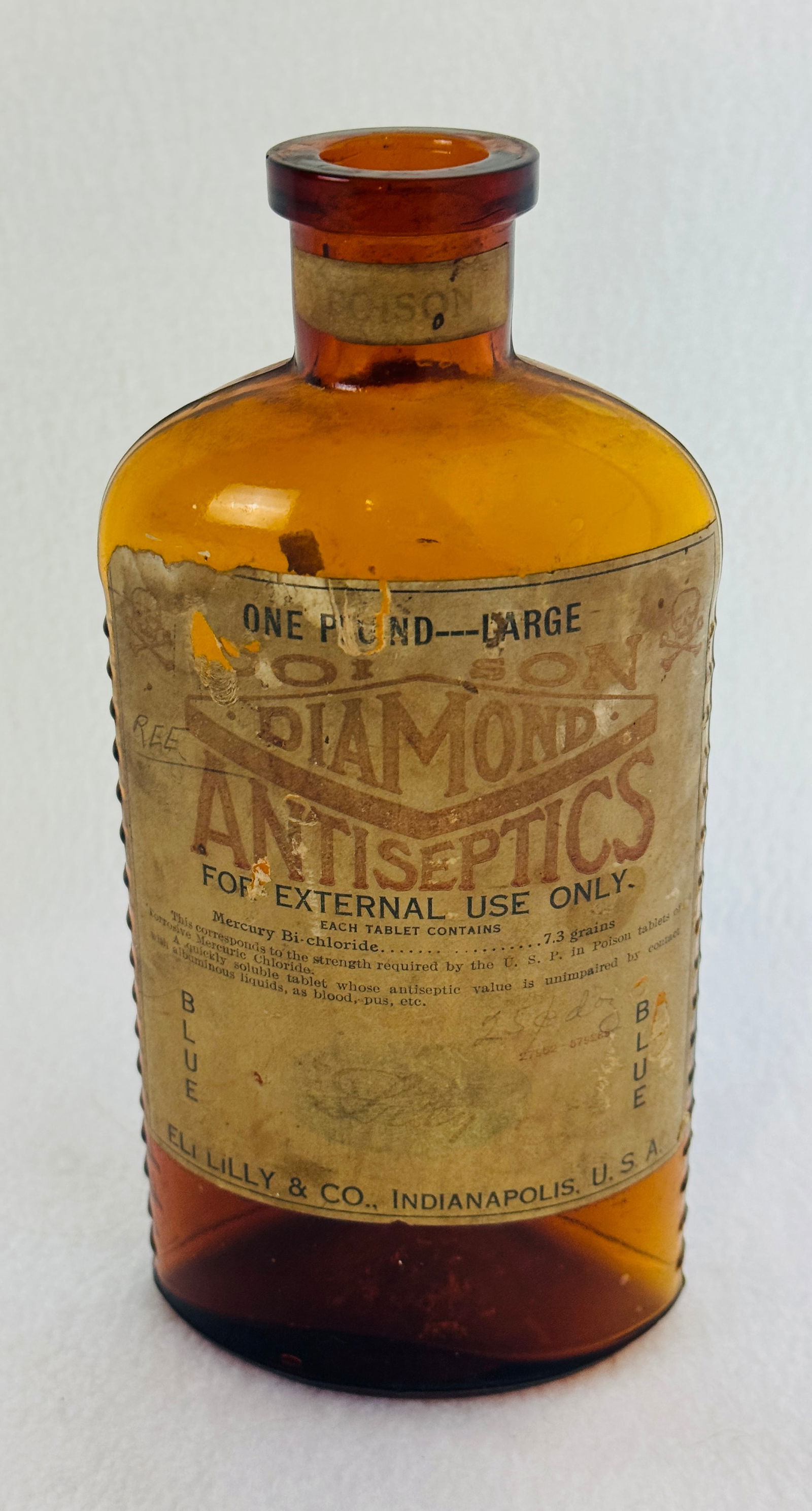KV-1 8" Amber Poison Bottle w Label (1 of 6)