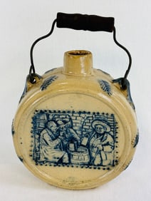 Blue & White Molded Stoneware Canteen