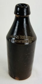 9 1/4" Cole & Becude Lemon Beer Stoneware Bottle
