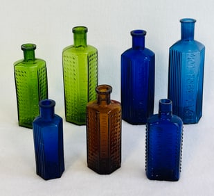 Lot of 7 Assorted "Not To Be Taken" Poison Bottles